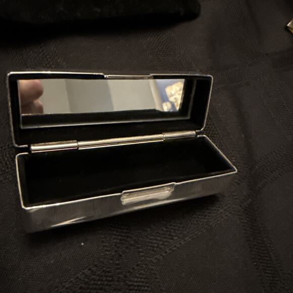 Silverplate With Moc Croc Top Lipstick Case W/ Mirror, Beautifully detailed CASE - Picture 11 of 15